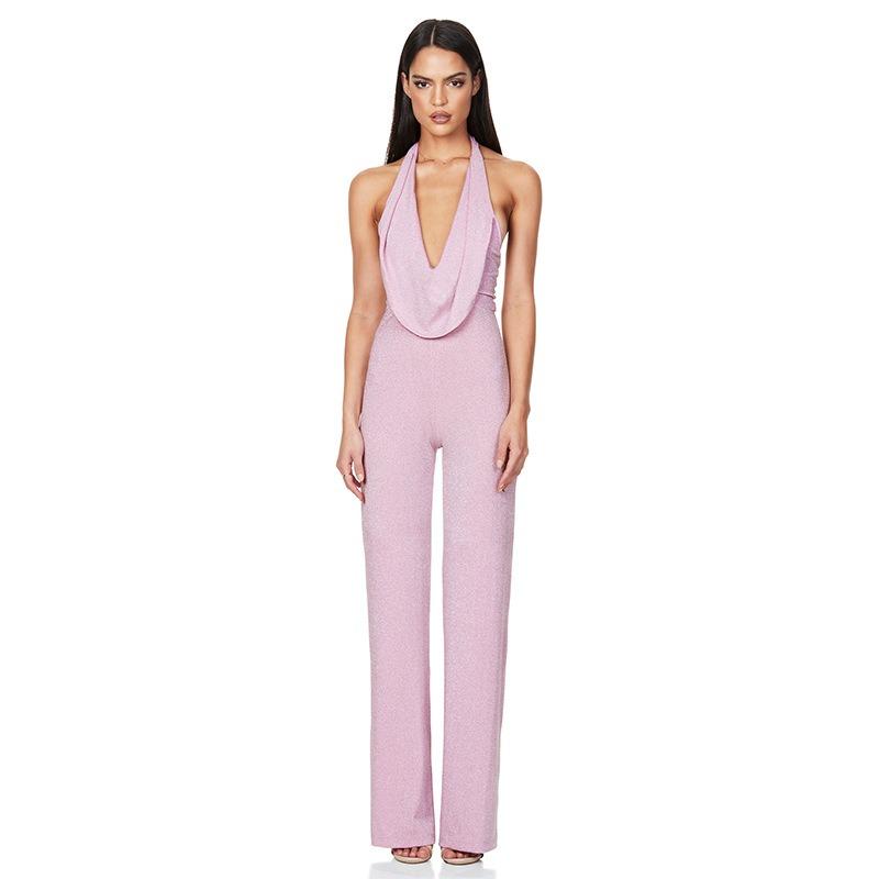 Dame sommerjumpsuit med halterneck og ermeløs passform