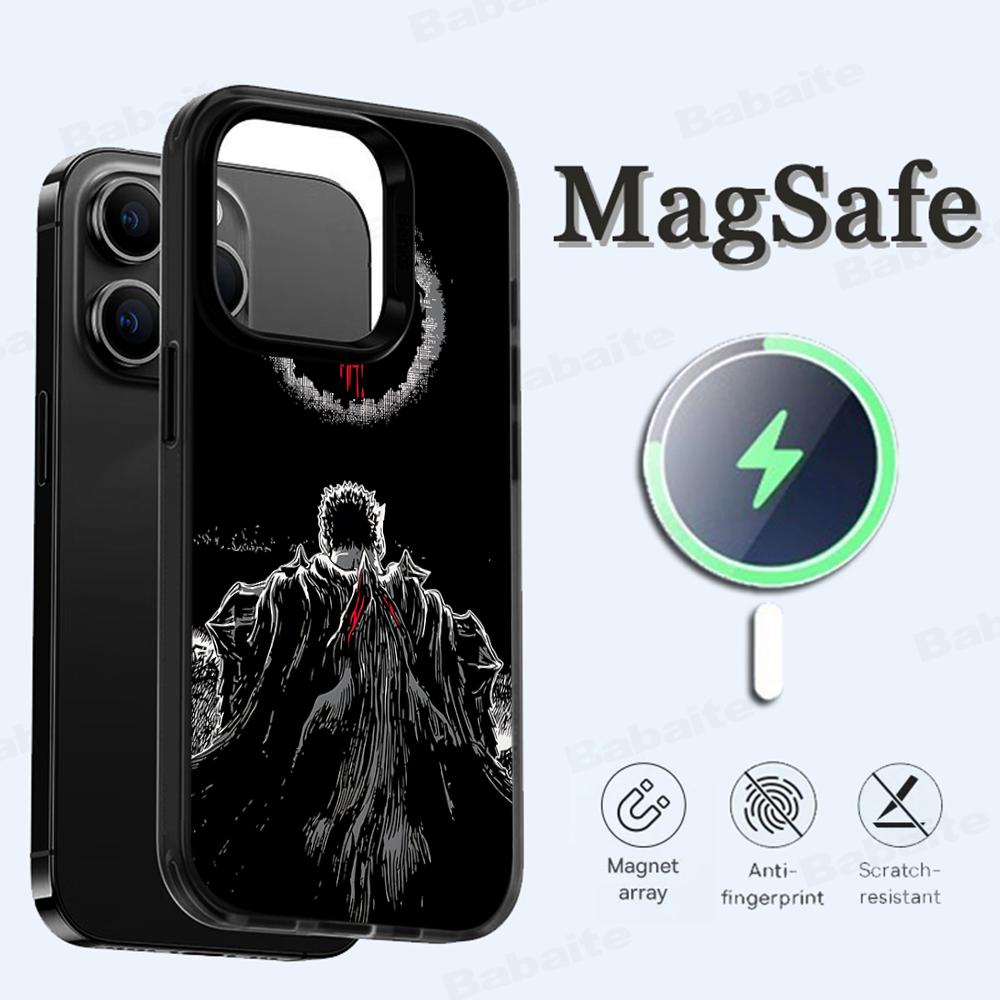 Anime Berserk Phone Case Magesafe Magnetic Wireless Charge Case For IPhone 16 11 12 13 14 15 Pro Max Plus Mini