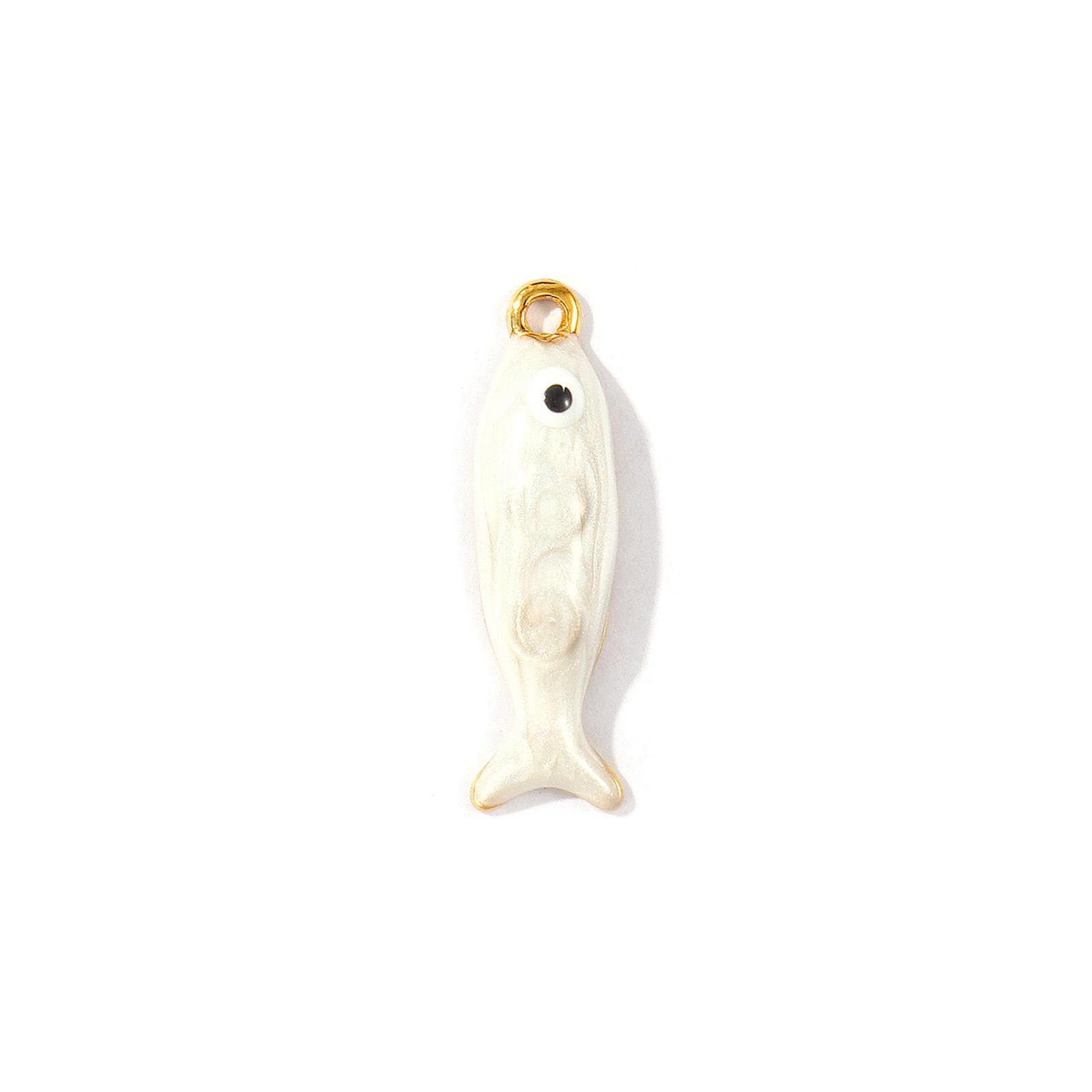 

2 PCs Waterproof Enamel Pearlized Fish 304 Stainless Steel Ocean Jewelry Charms 18K Gold Plated Pendants For DIY Necklace Making