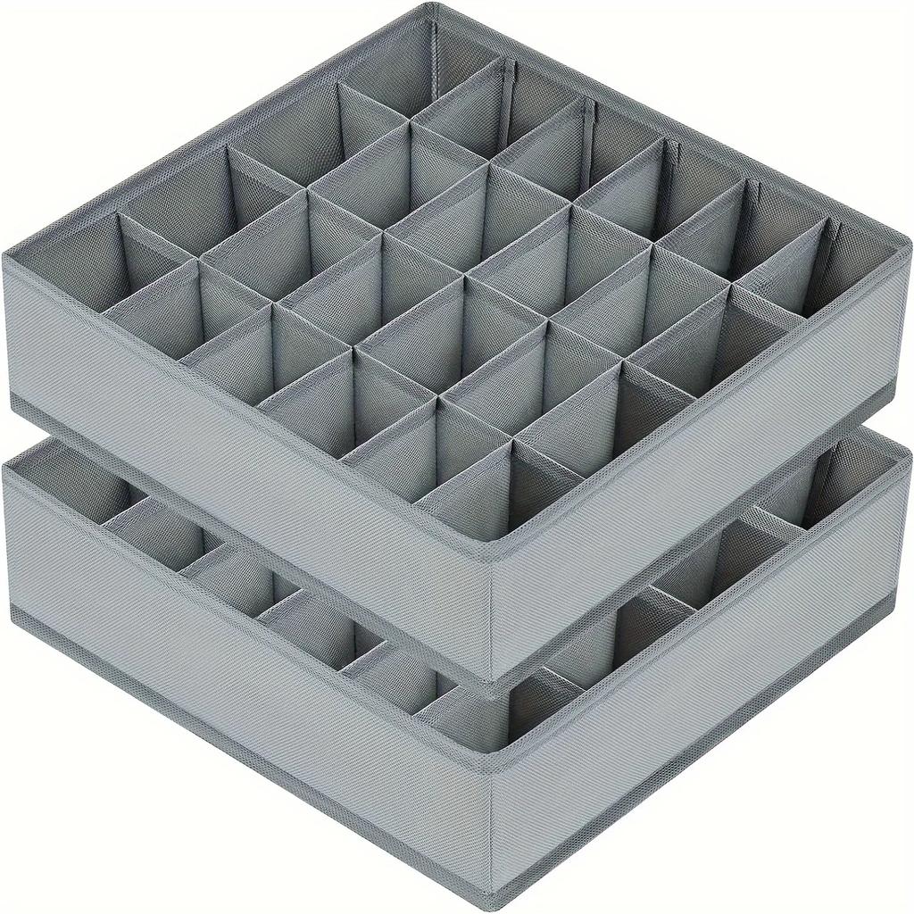 1pc 24 Grid Fabric Storage Box, Foldable Stackable Organizer for Socks Ties Underwear, Space-Saving Drawer Divider for Closet