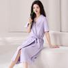 Nightgown Women's Summer 1011 New Cotton Short-sleeved Bathrobe Pajamas Women's Thin High-end Medium and Long Loungewear