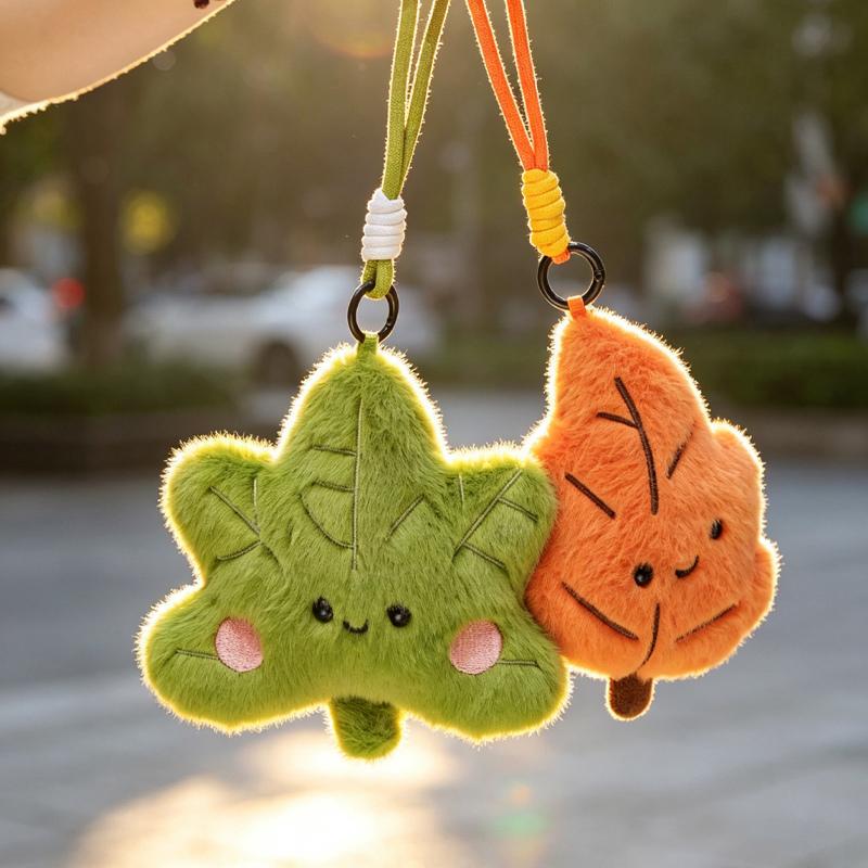 15Cm Kawaii Cute Leaves Plush Toy Soft Stuffed Maple Leaf Doll Keychain Ornament Bag Car Decor Funny Gift For Kids