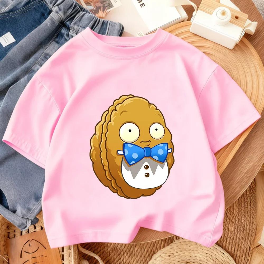Summer Crew Neck T Shirt For Boys Girls Casual Daily Wear Plants Vs Zombies Cute Kawaii Cartoon Fashion Street Style 314Y