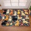 Floral Puppy Welcome Doormat Colorful Mixed Dog Breed Wildflower Print Farmhouse Front Door Rug
