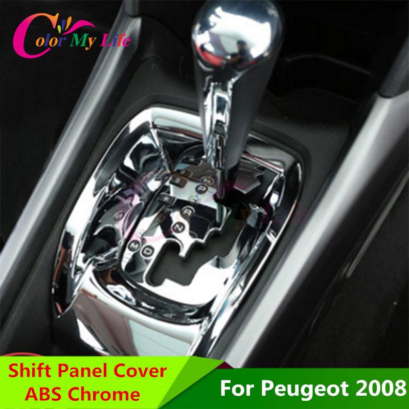 Car Gear Set Panel Trim Stickers Gear Shift Knob Cover Sticker for Peugeot 2008 2014 2015 2016 2017 AT