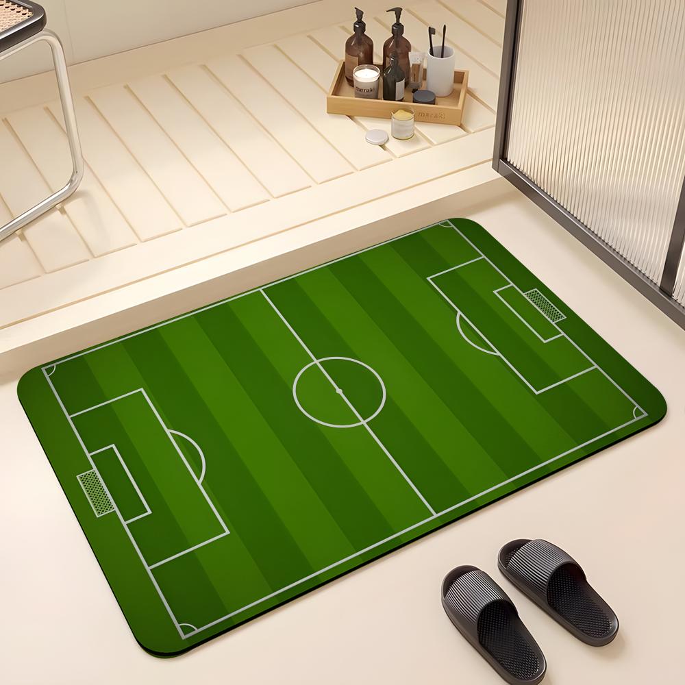 Mode F-Fußballfeld Bodenmatte Saugfähige Fußmatte Rutschfeste Eingangsmatte für Badezimmer Toiletten und WCs