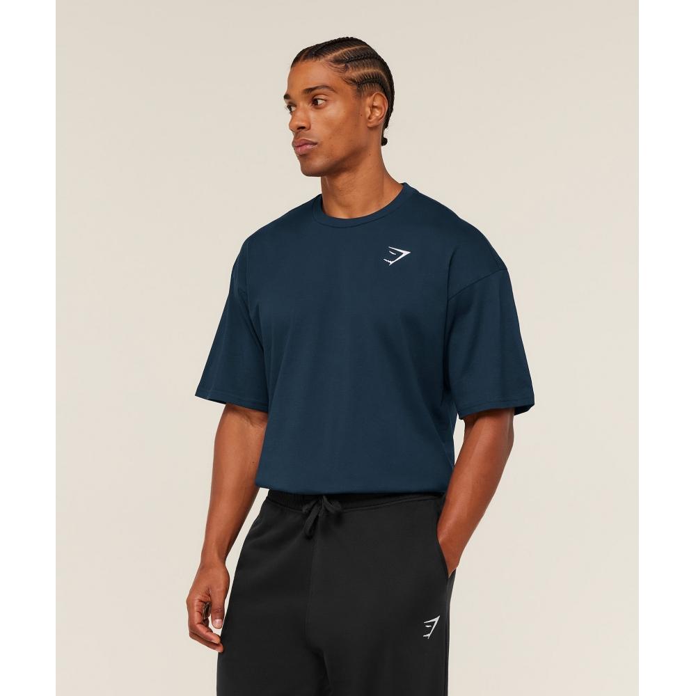 Gymshark CresT Oversized T shirT Gs Navy A4c5a Ub9p