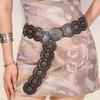 Discs Grommet Belt Punk Waist Belt Unique Buckle for Jeans Dress Unsiex