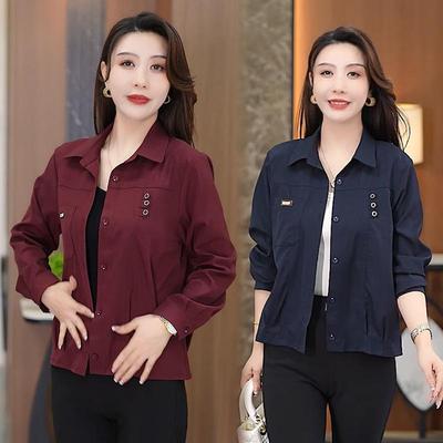 Chic Petite Women's Casual Short Jacket - 2026 Style for Middle-Aged Mothers, Age-Reducing Long-Sleeved Top
