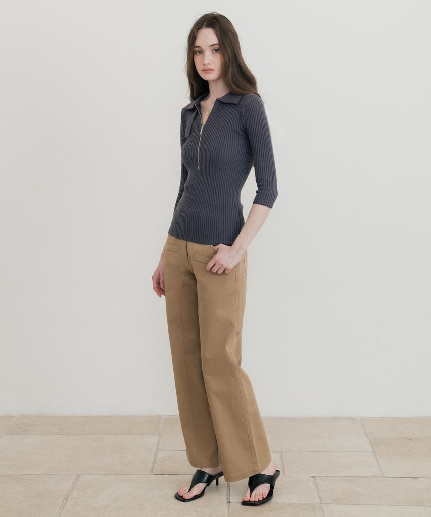 SSIN AND LEE (W) Lounge Half Knit Polo Shirt Charcoal