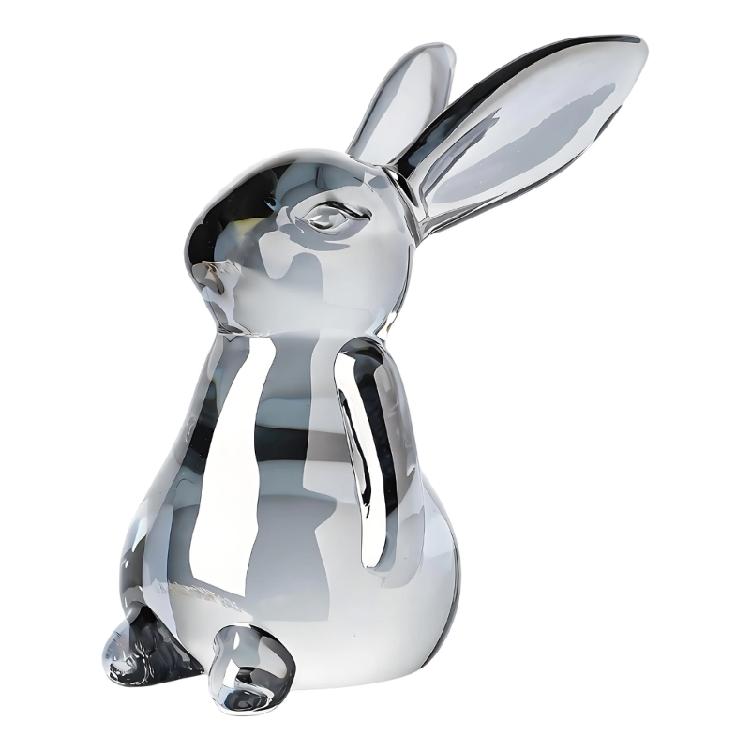 Handmade Artificial Glass Rabbit Statue Figurine Decorative Home Decoration Item For Bedroom Or Workspaces