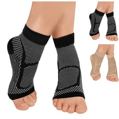 2 paia di calze a compressione - Calzini antidolorifici plantari per uomo e donna - Calze aperte con supporto per caviglia e tallone