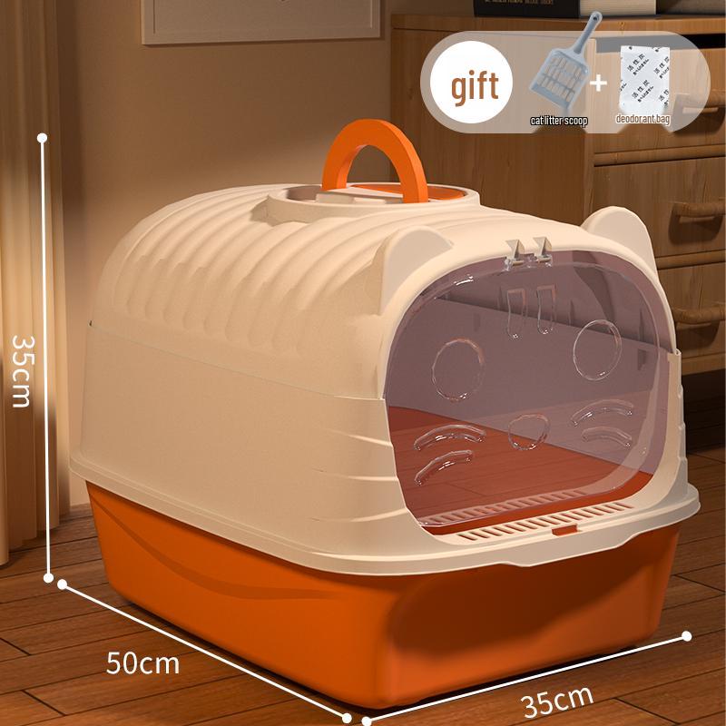 Odor-Proof Enclosed Cat Litter Box with Anti-Tracking & Anti-Splash Features