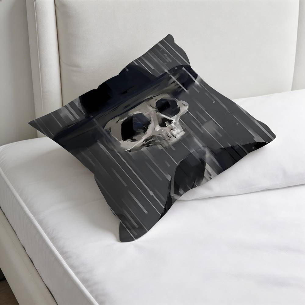 Funny Skull Art Square Pillow Cover Decorative Throw Pillow Case for Sofa Couch Bed Home Car Living Room Decoration