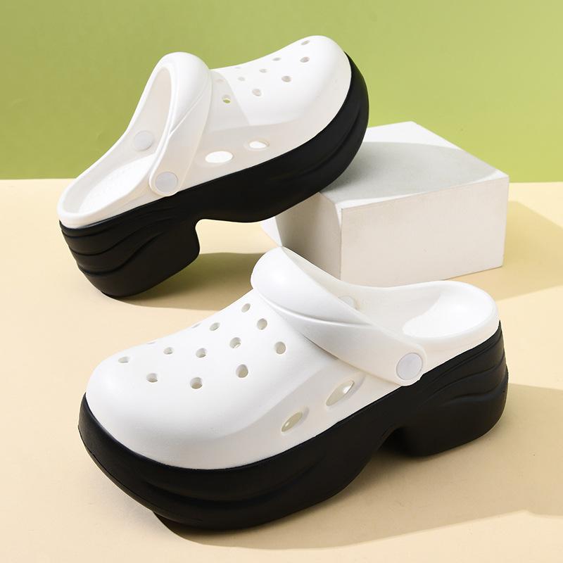 

Summer new women s contrasting color hole shoes platform non-slip wear-resistant fashion simple indoor and outdoor beach bag head sandals 35-36