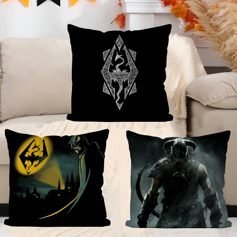 The E-Elder S-Scrolls V Skyrim Office Cushion Pillowcase Car Cushion Cover45X45CM Lumbar Pillowcase Sofa Pillowcover