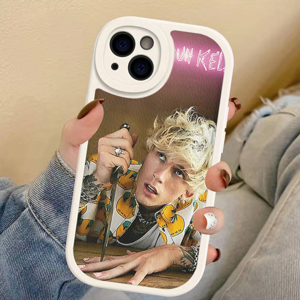 MGK M-Machine Gun Kelly Phone Case For IPhone 16 15 14 13 Pro Max 11 12 Plus Leather Silicone Cover