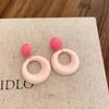 Neue Acryl Großer Kreis Runde Hängeohrringe für Frauen Unregelmäßige Rosa Geometrische Hohl Schmuck Ohrring