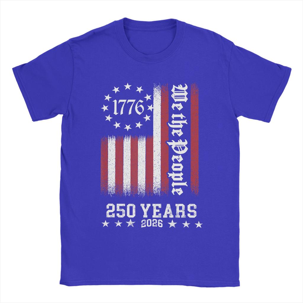 Vintage USA Flag 250th Anniversary Day T Shirt Summer  100 Cotton TShirts For Unisexs Leisure Pattern Tee Shirt Top Tees