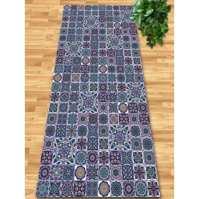 Flowers and Plank Home Balcony 3D Passageway Long Corridor Carpet Spring Floral Pattern Entryway Stairway Rugs Room Aisle Mat