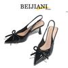 BEIJIANI Schleife Spitz Stilettoabsatz Geschlossene Zehen Damen Einriemen-Sandalen