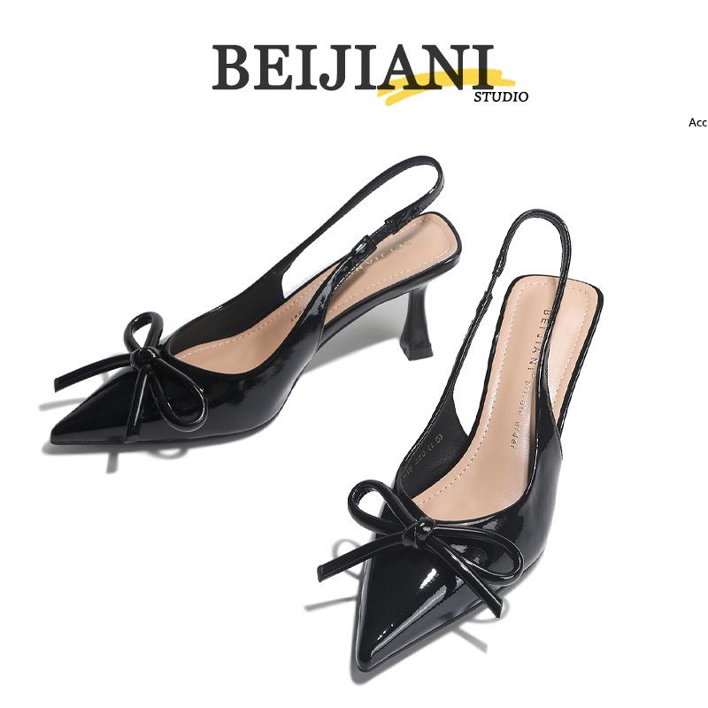 BEIJIANI Bow Pointed Stiletto Heel Closed-Toe Women's Single-Strap Sandals
