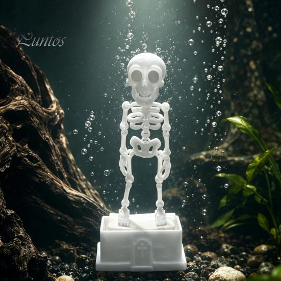 Decorazione Acquario Gamberetti Scheletro Danzante Aeratore Acquario, Ornamento Dinamico Alimentato ad Aria, Divertente Aeratore Decorazione con Giunto Flessibile con Tubo da 1m e Ventosa