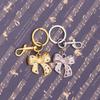 Metal Bowknot Keychain with Sparkling Rhinestones Elegant Gift for Women Fashionable Keyring Pendant