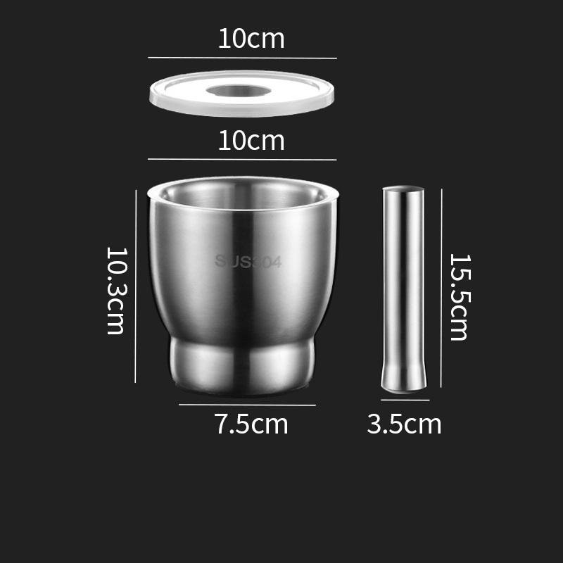 Mortar And Pestle Stainless Steel Spice Grinder Pill Crusher With Lid Ergonomic Grip For Crushing Grinding