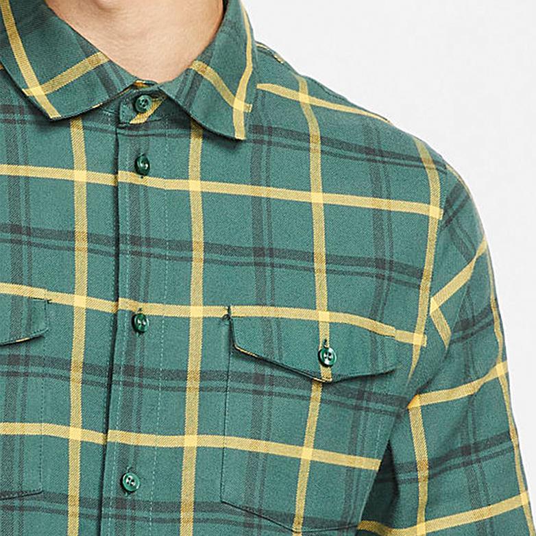 Nike Plaid Sports Casual Breathable Polo Long Sleeve Shirt Men shirts Green DA4251-333