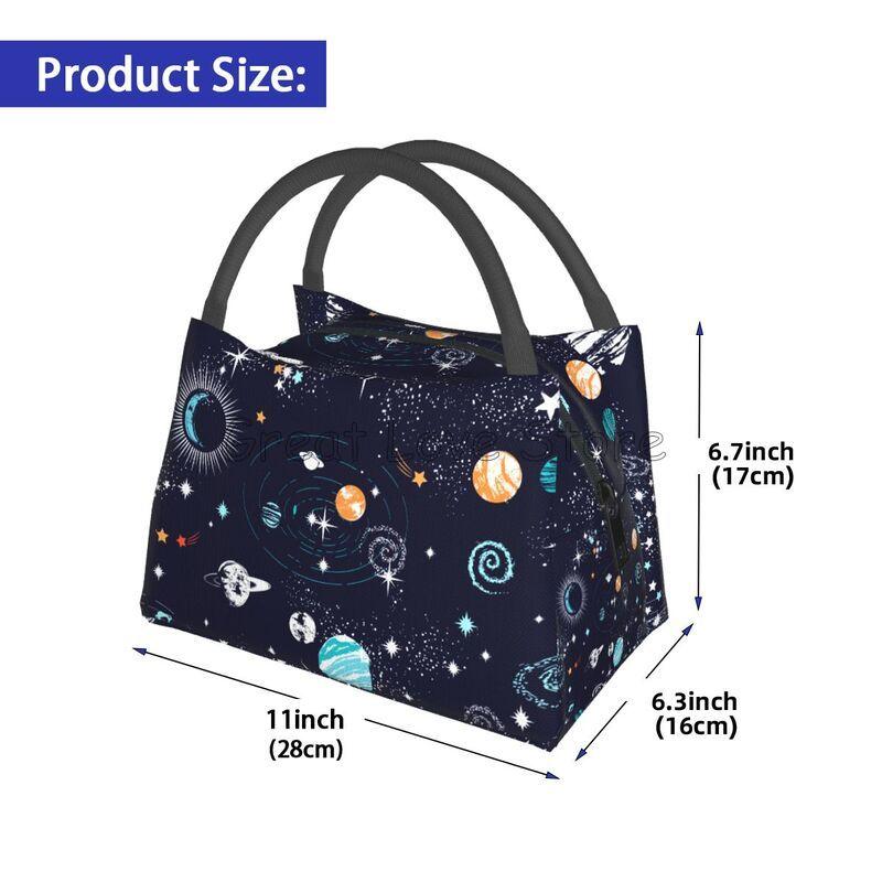 Galaxy Space Planet Print Thermal Lunch Bag Portable Insulated Bento Tote for Picnic Work Unisex Reusable Packed Lunch Box