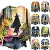 Women's Halloween Print Long Sleeve Neck T-Shirt