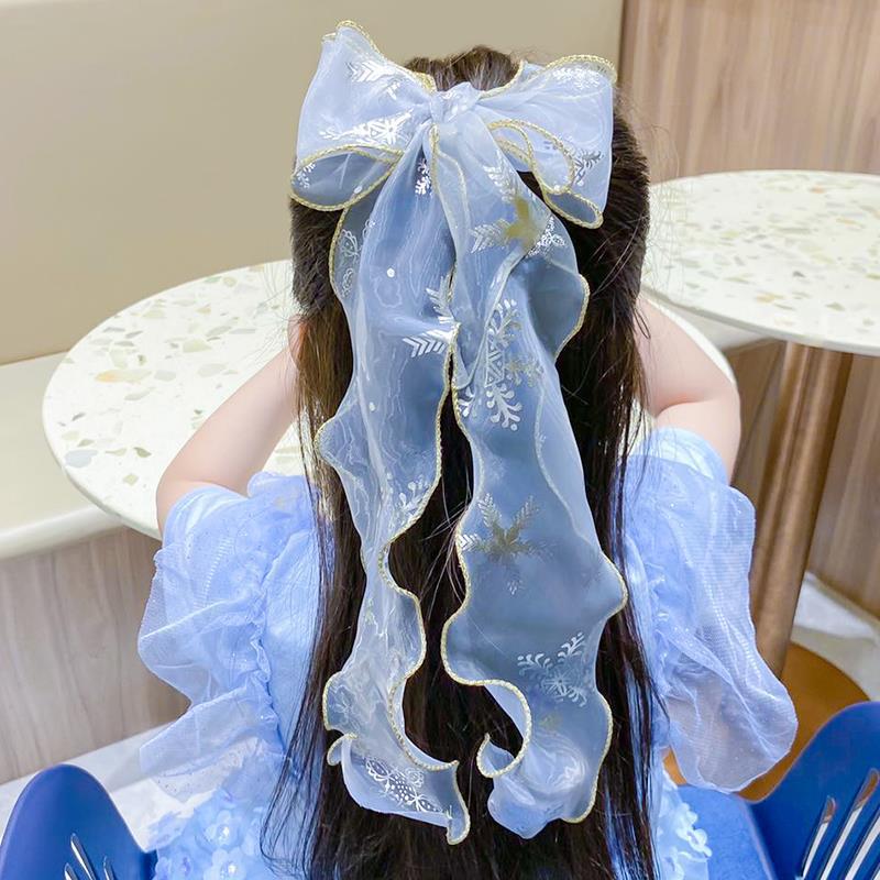 Headwear, Children's Ponytail, Ice and Snow Bow, Ribbon, Princess Mesh Hair Clip, Elsa Princess Braided Hair Accessory