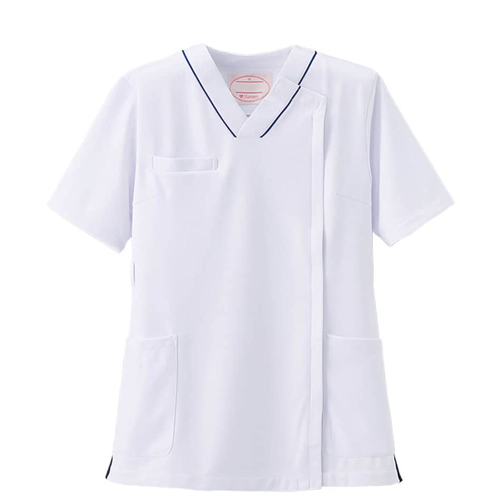 

Nursery Multi-Jacket (Zipper Front), Stretch Scrub, Medical White Coat, Women s, Size M, White x Navy (White Base), 9256204A