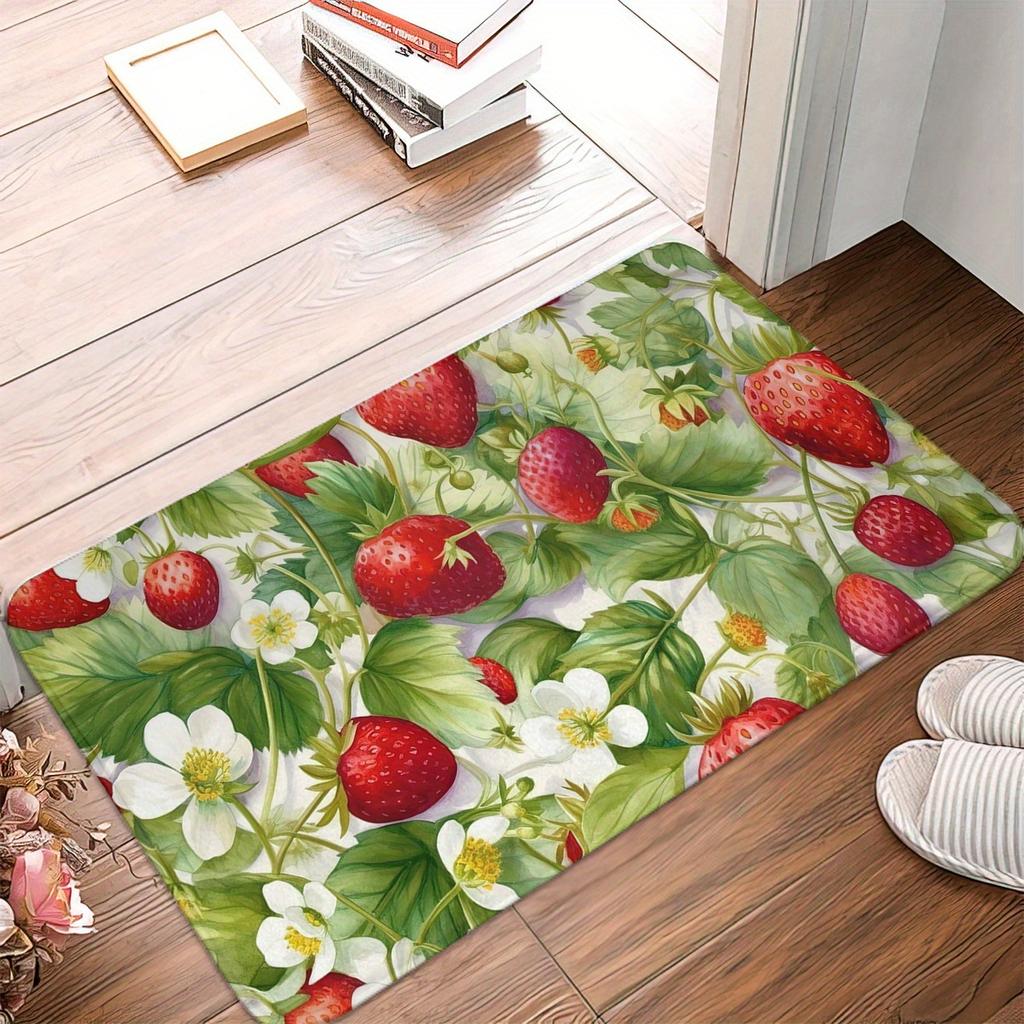1 Pièce Tapis de Cuisine Anti-Fatigue, Imprimé Fraise Imperméable Antidérapant Épais Rembourré Tapis de Cuisine Robuste Confort Tapis Debout pour Cuisine