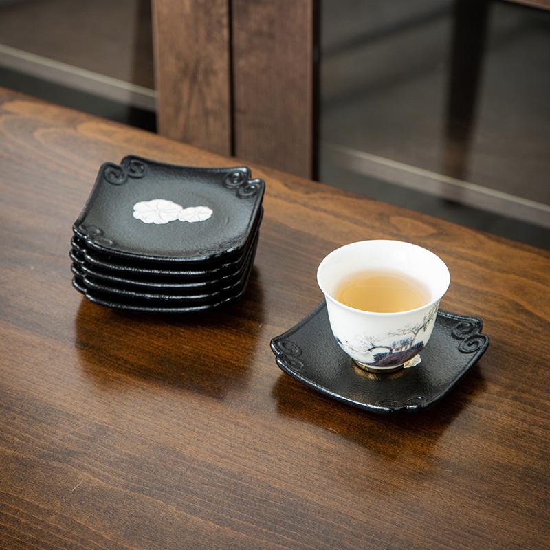 Ceramic Coaster Creative Crude Pottery Tea Tray Black Pottery Insulation Pad Zen Home Kung Fu Tea Set Tea Ceremony Accessories