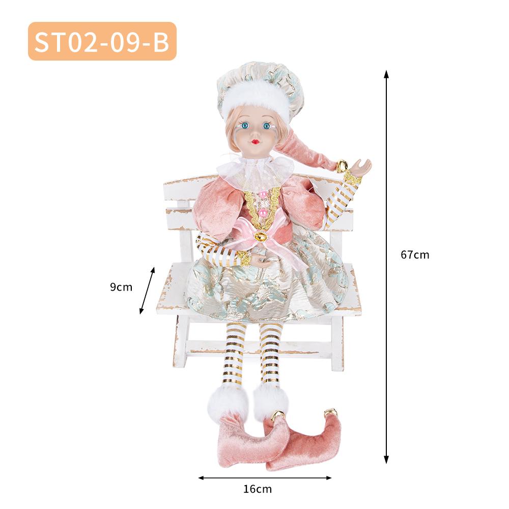 

Pink-Gold Retro Jester Sitting Christmas Doll
