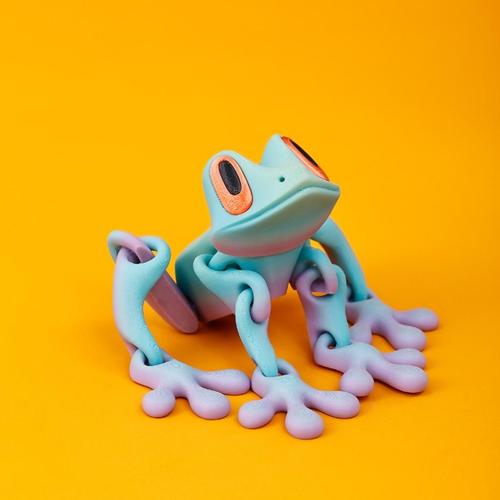 3D Printed Magnetic Frog Refrigerator Magnet - Articulated, Movable Glow In The Dark Toy Ornament