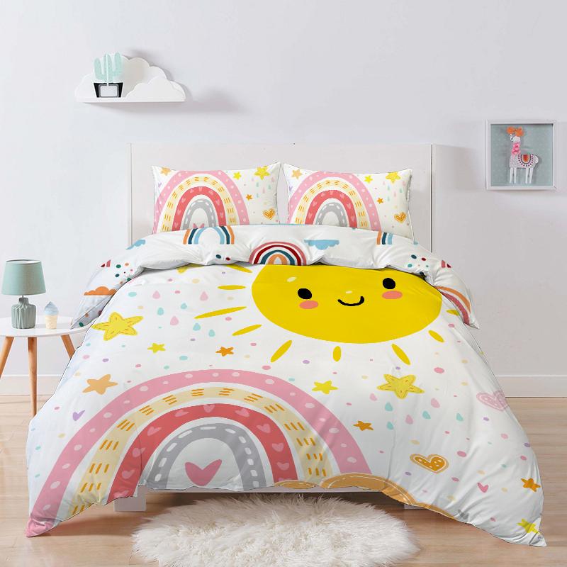 

3 предмета Пододеяльник Радуга Солнца Удобное Постельное Белье Большой/Большой Размер Полная Цифровая Печать Доступен Все Сезоны Без Наполнителя/Сердечника EUsingle135x200