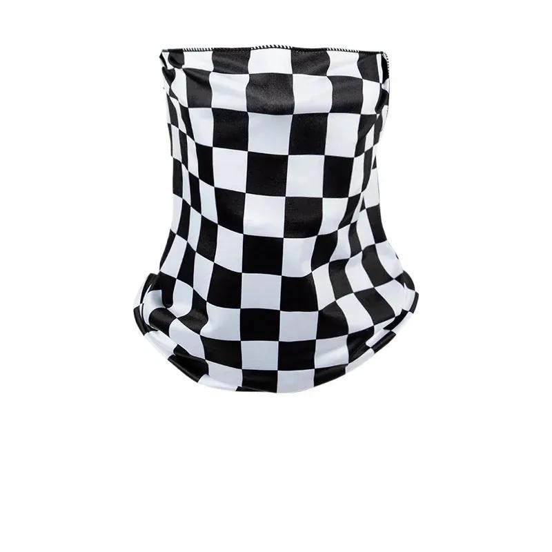 1 Pièce Masque Facial à Carreaux pour Hommes Femmes d'Extérieur Protection Cou Visage Moto Conduite Couvre-Écharpe Tube Coupe-Vent Anti-UV Vélo