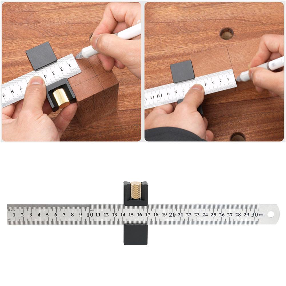 For Precise Marking Ruler Stop Block Adjustable Clamp Adjustable Clamp For Woodworking Woodworking Stainless Steel Ruler