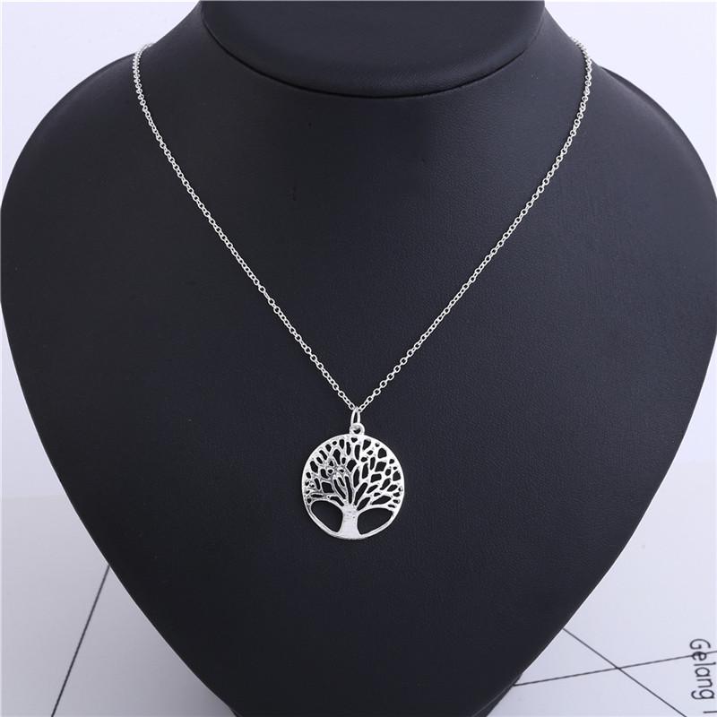Collier arbre à souhaits circulaire creux, chaîne de pull, accessoires de bijoux de vie nordique