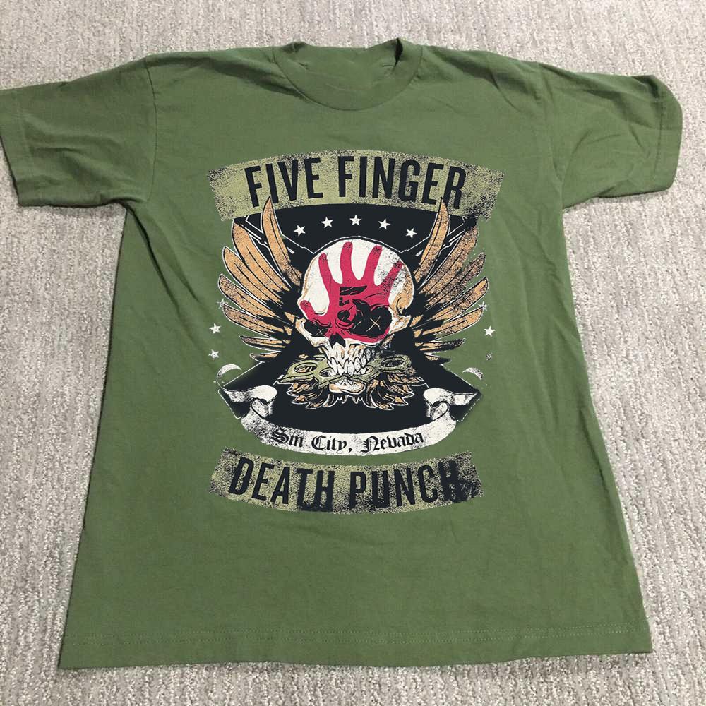 Новая Популярная Футболка Five Finger Death Punch Подарок Для Фанатов Размеры от S до 5XL Зеленая Унисекс M