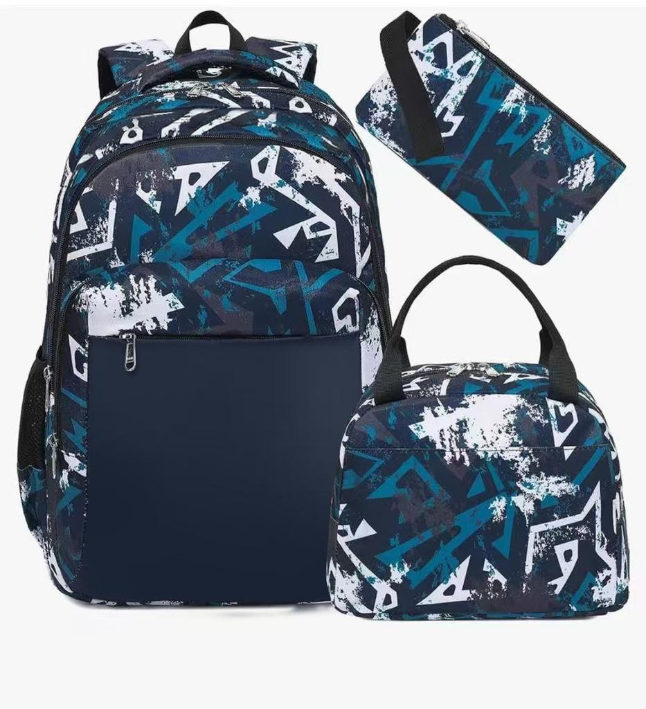 3-teiliges Schulrucksack-Set für Schüler Große Kapazität Oxford-Stoff Schultasche mit Schultergurt und Federmäppchen