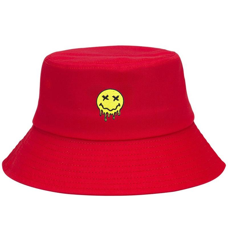 

Bucket Hat Cotton Fisherman Hat for Women Men Graffiti Smiley Sun Protection Casual Outdoor Breathable Sun Hat Fashion Design красный