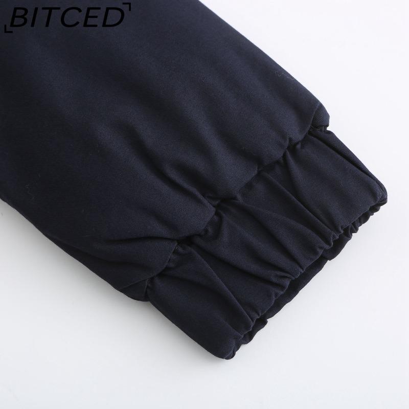 BITCED Fall/Winter Puffer Jacket for Women with Fleece Lining, Fur Collar, Hooded Warm Coat, Loose-Fit Cotton Jacket
