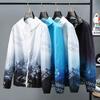 Herren Sommer Sonnenschutzjacke: Leicht, Atmungsaktiv, Farbverlauf-Print, Mit Kapuze, Für Outdoor-Fischerei, Hautschützender Trenchcoat