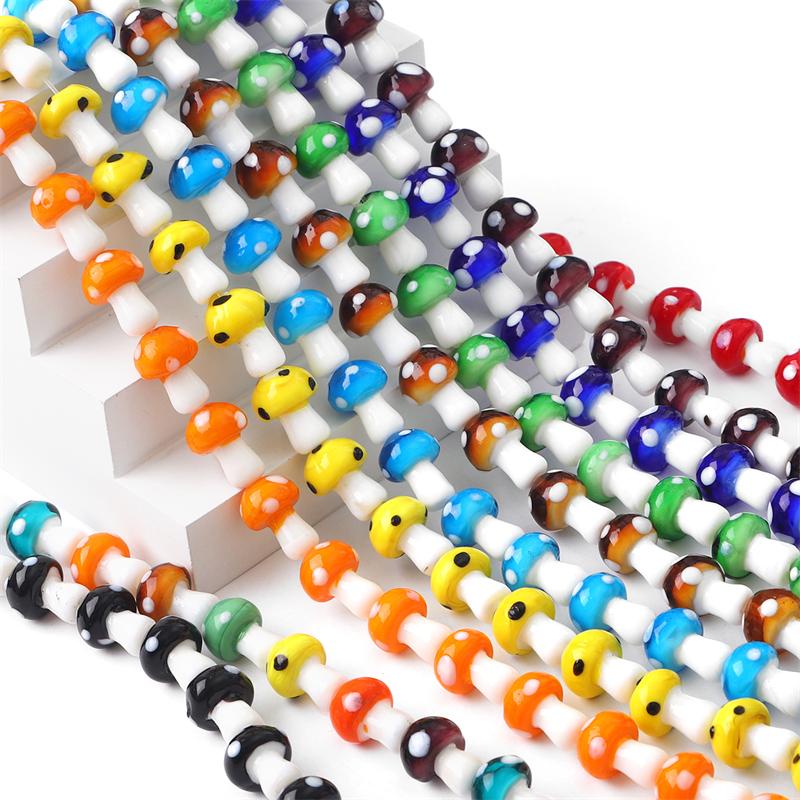 5-25Pcs Glazed Mushroom Glass Beads For DIY Jewelry Making Necklace Bracelet Earrings Craft Accessories