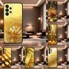 Wealth Art Dazzling Gold Phone For Samsung Galaxy A53,31,52,72,41,22,73,32,71,Note,J7,8,9,5G Soft Black Silicone Case
