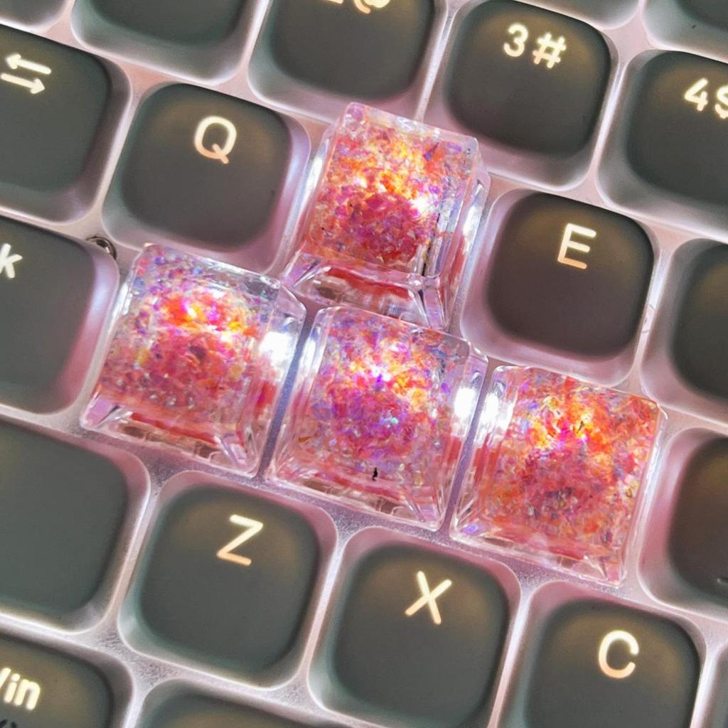 Translucent Resin Shell Paper Keycaps for Mechanical Keyboards